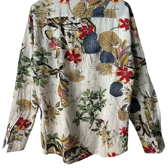 COOFANDY Men’s Unisex Floral Henley Neckline Long Sleeves Small Shirt BNWT - Picture 7 of 8